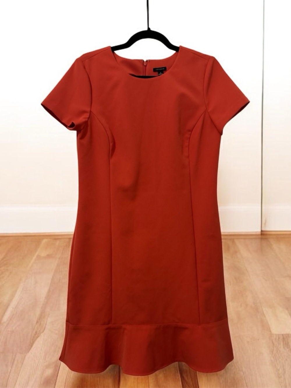 Ann Taylor Rust Short-Sleeve Flounce-Hem Mini Dress